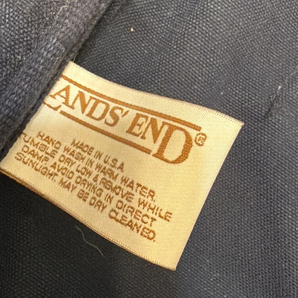 Vintage Lands' End Square Rigger Canvas Leather Bag USA Navy 1970s Preppy